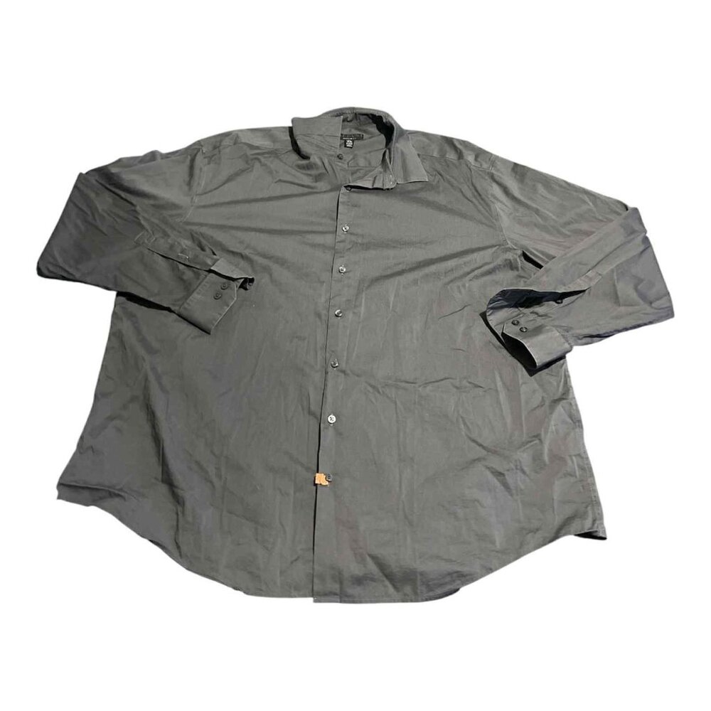 Alfani Shirt Mens 2XL Gray Regular Fit Button Up Long‎ Sleeve Modern Dress Work